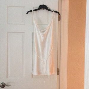 White Satin Cowl Neck Slip Top